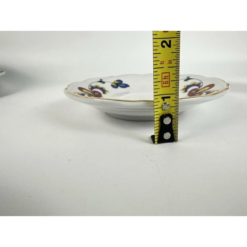 Porsgrund Farmer's Rose Demitasse Cup & Saucer Norway Porcelain Gold Trim